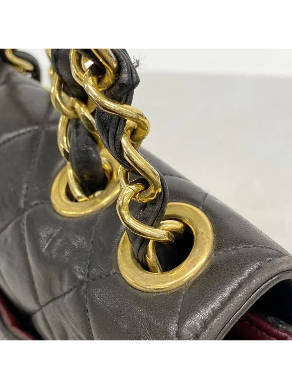 Chanel Shoulder Bag Maxi Quilted Lambskin Black Gold